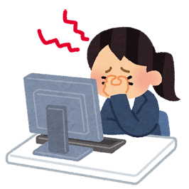 パソコン女性の頭痛の図